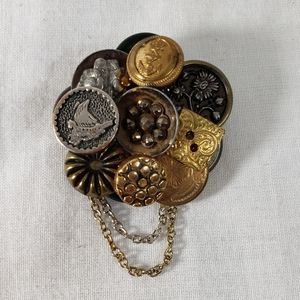 Unique Vintage Silver and Gold Colors  Pin Brooch